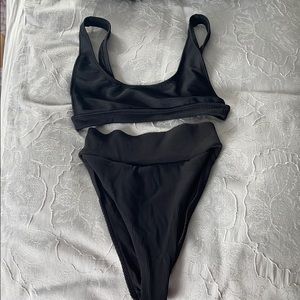 Black High Waist High Cut Aerie Bikini Set